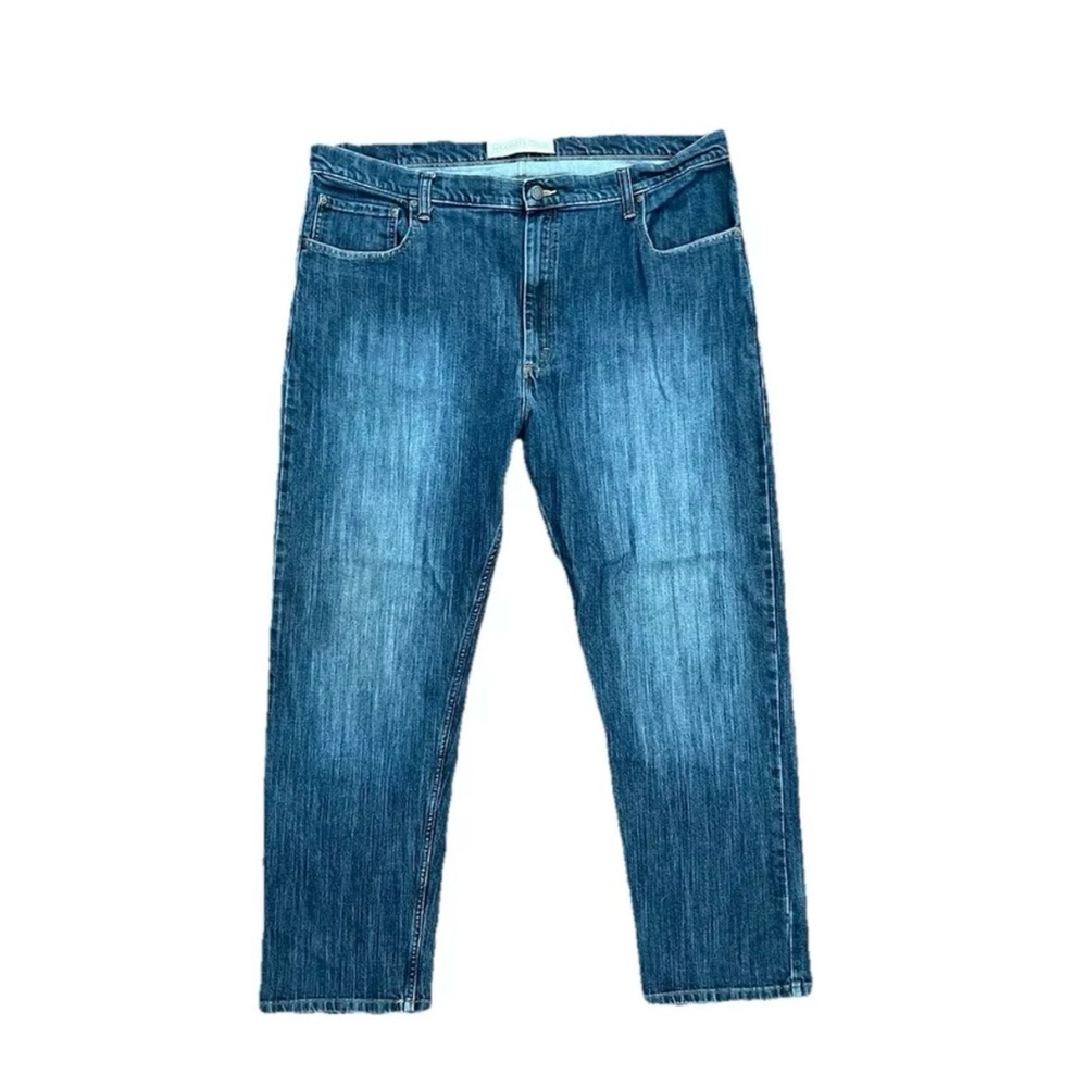 Wrangler Men’s 42x32 Straight Leg Advanced Comfort Denim Blue Jeans Vintage EUC